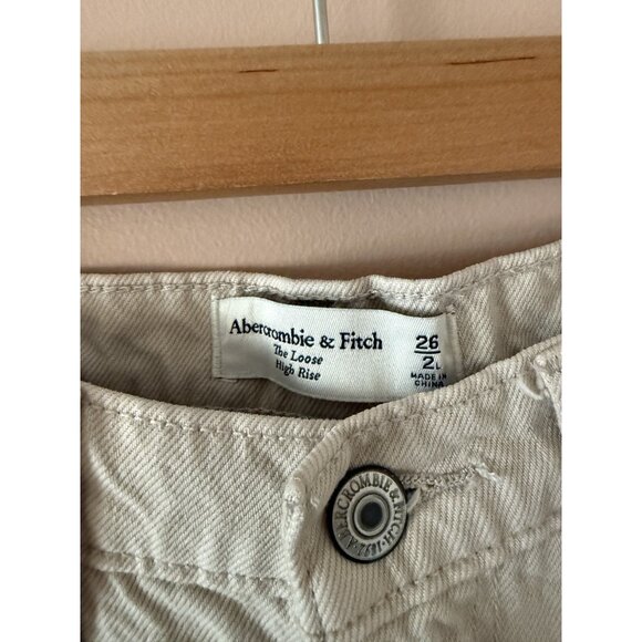 Abercrombie & Fitch The Loose High Rise Jean Tan Baggy Straight Leg 26/2L - Picture 6 of 9